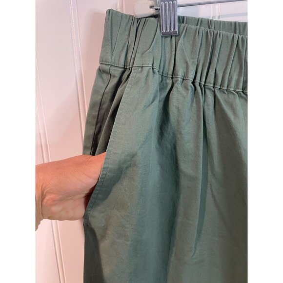 On 34th Womens Olive Green Elastic Waist Wide-Leg Pants 1X Cotton Blend - Picture 5 of 14